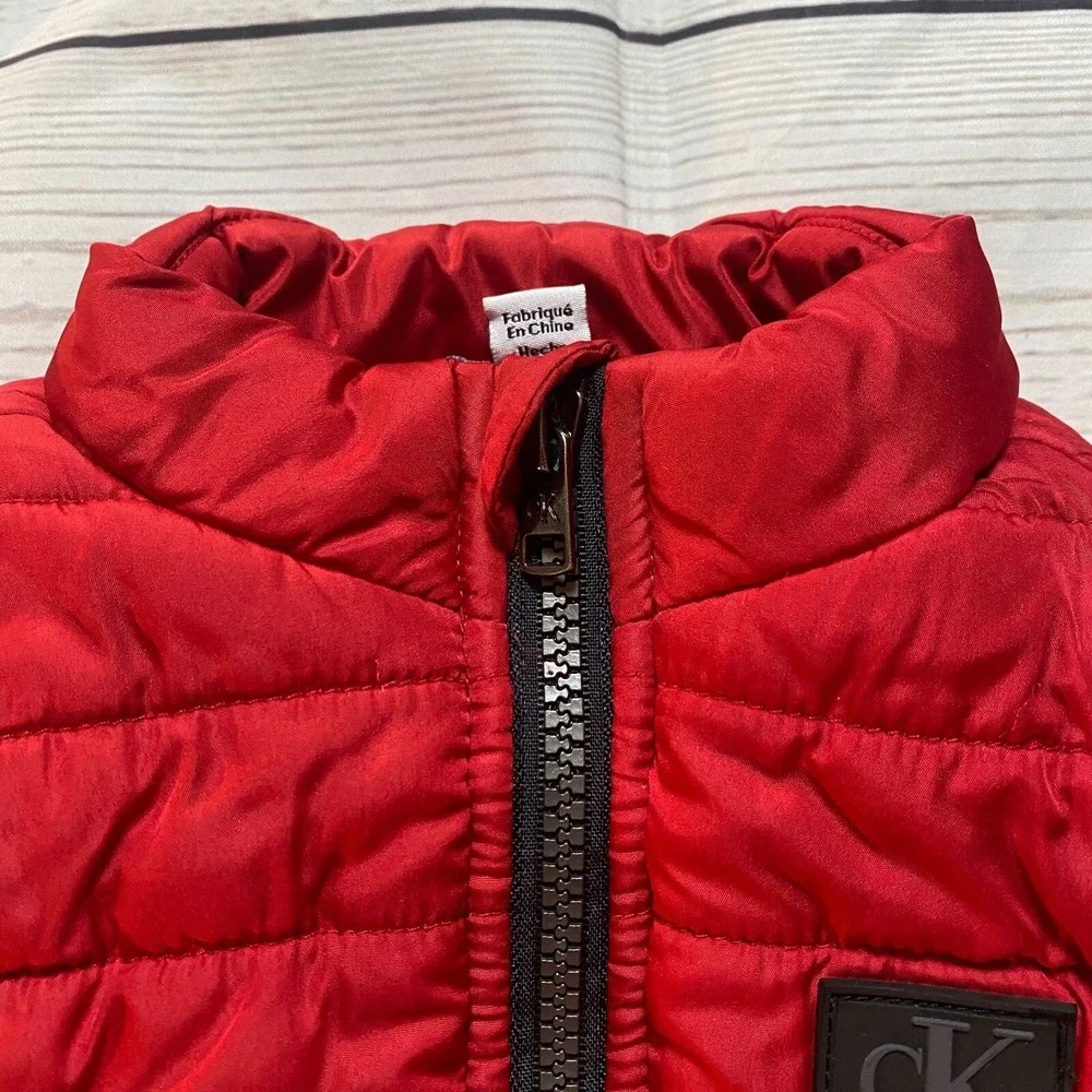 Calvin Klein Puffer Vest Red Full Zip Red and Black Baby Boy's‎ Size 18 Months